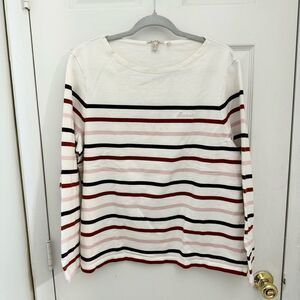 Barbour Hawkins Top Long Sleeve Women’s Size 14 Pristine Stripe Logo Preppy